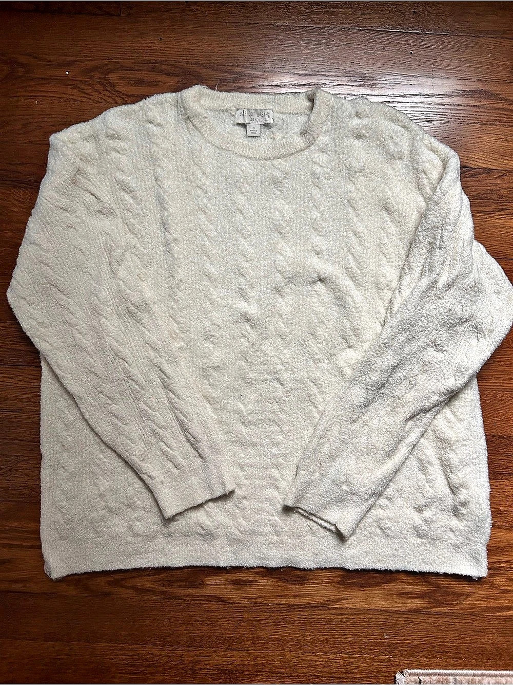 Barefoot Dreams CozyChic Lite Cable Pullover Textured Crewneck Sweater Size
